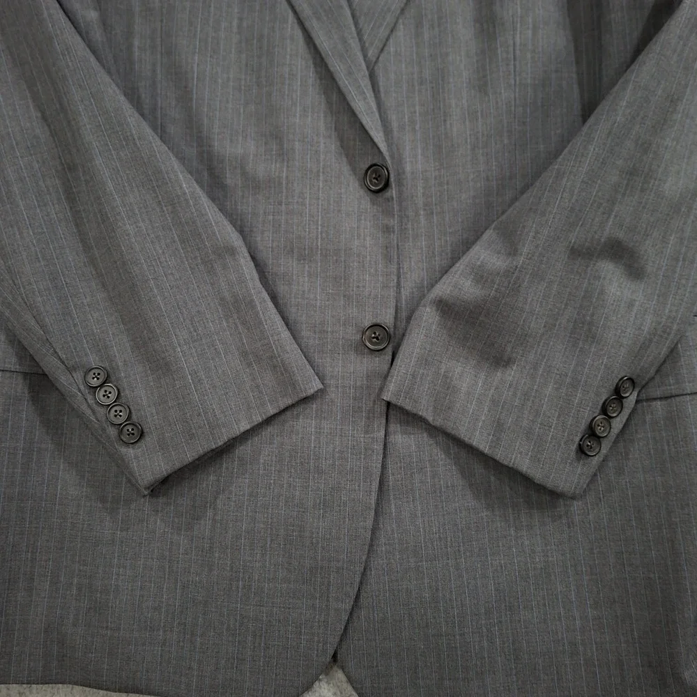 Brooks Bros Madison BrooksCool 46R Blazer Gray w/ Blue Stripe Full Canvas Jacket